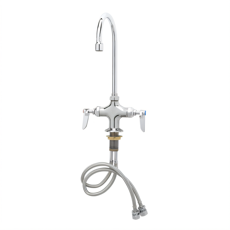 Product image #1 for T&S Brass B-0302 Double Pantry Single-Hole Deck Mount Gooseneck Faucet
