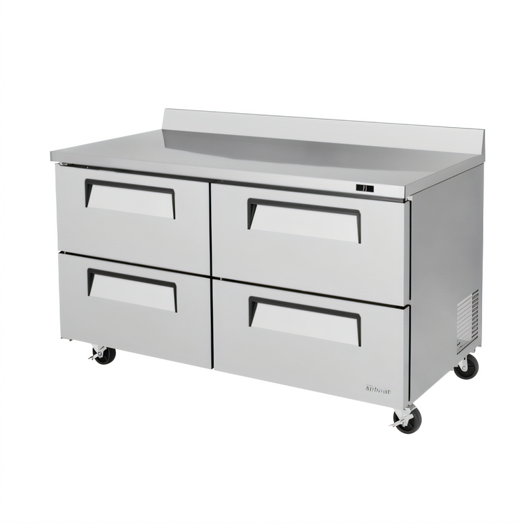 Product image #1 for Turbo Air Super Deluxe 60-1/4-Inch Two-Section Worktop Refrigerator with 4 Stainless Steel Drawers