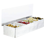 Thumbnail image #1 for American Metalcraft HMCD4 4-Compartment Stainless Steel Hammered Countertop Bar Garnish Caddy Case of 16