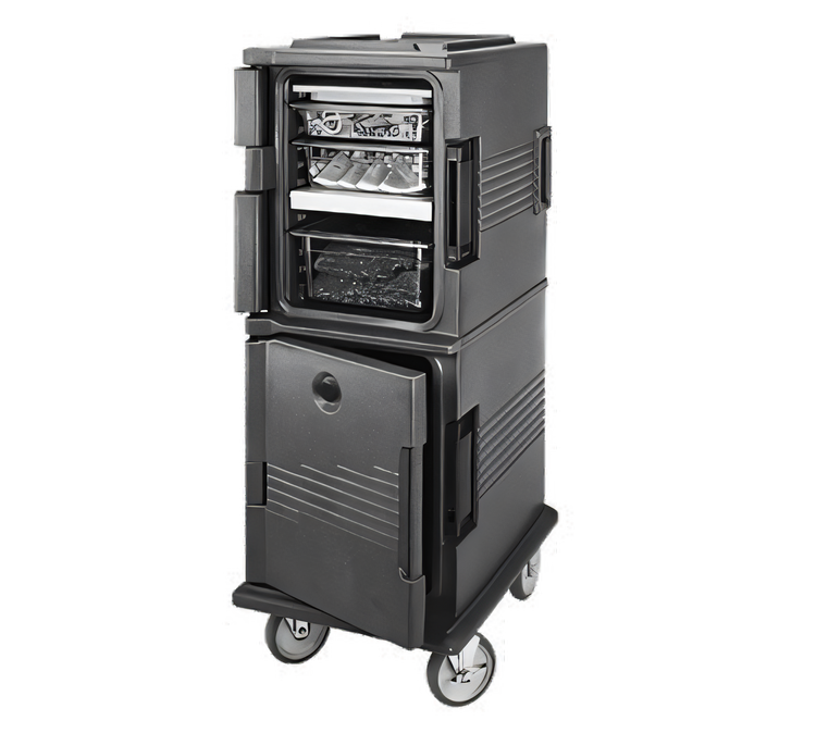 Product image #1 for Cambro Ultra Camcart Heated Top Door Only 2-Compartment Front-Loading Food Pan Carrier, Granite Gray, 110V