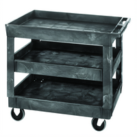 Quantum Gray Polymer 3-Shelf Utility Cart with Push Handle