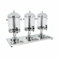 Triple Juice Dispenser with 3 x 8-Quart Round Tanks, Built-In Taps and Drip Trays