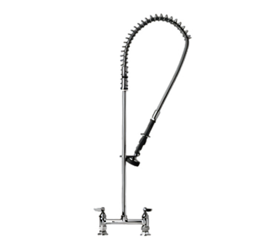 Product image #1 for T&S Brass EasyInstall 8-Inch Deck Mount Pre-Rinse Unit with 24-Inch Riser and 44-Inch Flexible Stainless Steel Hose
