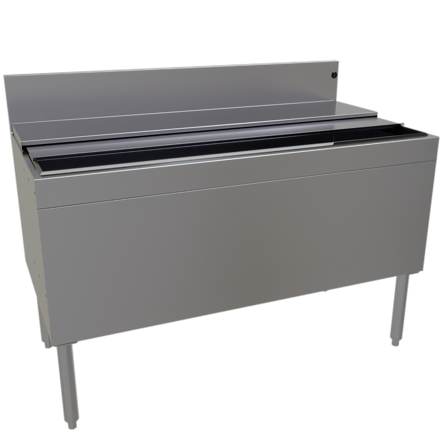Product image #1 for Glastender Extra Deep Stainless Steel Underbar Ice Bin with 10-Circuit Cold Plate, 48 Inch W x 24 Inch D, 235 lb. Ice Capacity