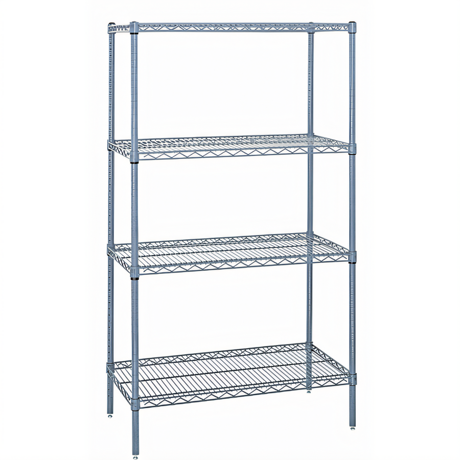 Product image #1 for Quantum 36-Inch W x 18-Inch D x 74-Inch H Stationary Wire Shelving Starter Kit, 4 Shelves, Gray Epoxy Antimicrobial Finish