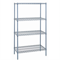 Quantum 36-Inch W x 18-Inch D x 74-Inch H Stationary Wire Shelving Starter Kit, 4 Shelves, Gray Epoxy Antimicrobial Finish