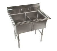 Economy Two-Compartment 18-Gauge 304 Stainless Steel Sink with 9-Inch Backsplash
