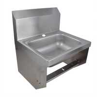Wall-Mounted 304 Stainless Steel Hand Wash Sink with 14 x 10 x 5-Inch Bowl and 8-1/8-Inch Backsplash