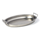 Thumbnail image #1 for American Metalcraft THOV19 128 oz Oval Hammered Stainless Steel Serving Pan with Handles Case of 4