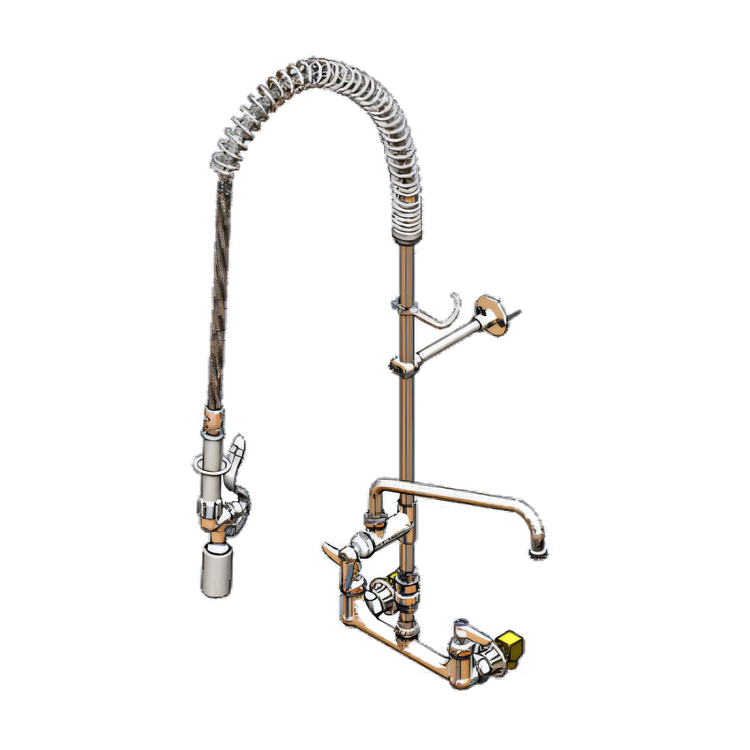 Product image #1 for EasyInstall 8-Inch Center Wall Mount Pre-Rinse Unit with Add-On Faucet, 12-Inch Swing Nozzle, and Vacuum Breaker