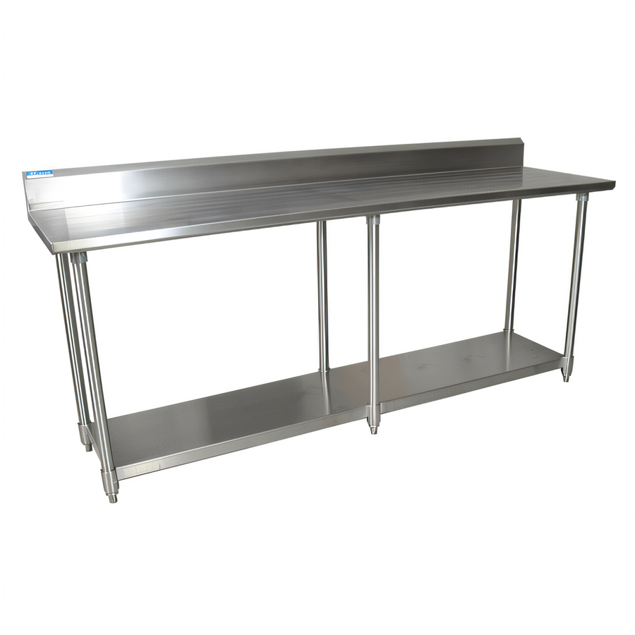 Product image #1 for BK Resources 96 Inch x 30 Inch Stainless Steel Work Table with 5 Inch Riser and Undershelf