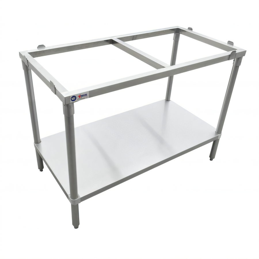 Product image #1 for 60-Inch x 30-Inch Stainless Steel Poly Top Work Table Frame With Undershelf, 36-Inch High