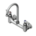 Thumbnail image #1 for T&S Brass Low-Lead Wall-Mount Faucet with 5-3/4 Inch Swivel Gooseneck Spout, 8 Inch Adjustable Centers
