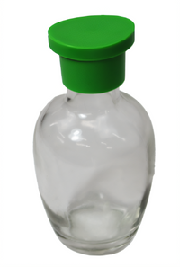 Round Glass Soy Sauce Bottle with Green Pour Lid, Dozen Pack