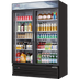 Thumbnail image #1 for Everest Refrigeration Two-Section Reach-In Glass Door Merchandiser Refrigerator, 50 Cu. Ft., Bottom Mount, Black Exterior