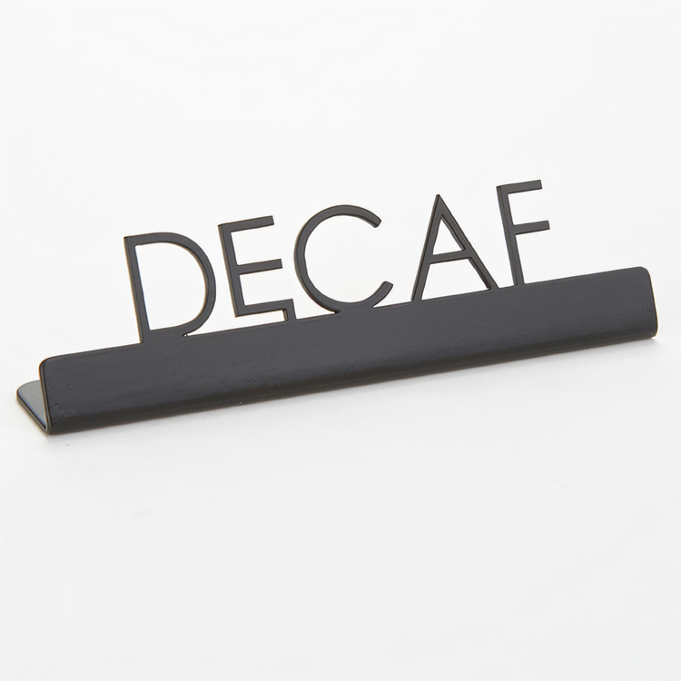 Product image #1 for American Metalcraft Decaf Table Sign, 202 Stainless Steel, Black, 5 x 3/4 x 1-1/4 Inch