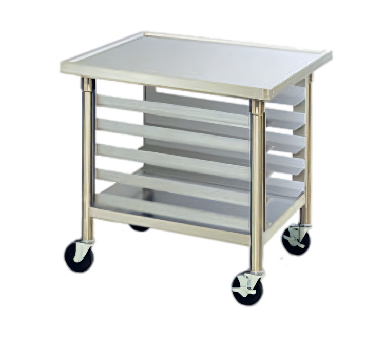 Product image #1 for Eagle Group Mobile Stainless Steel Equipment Stand with 5-Pan Rack and Undershelf, 27-1/8" x 31-1/8" x 34"