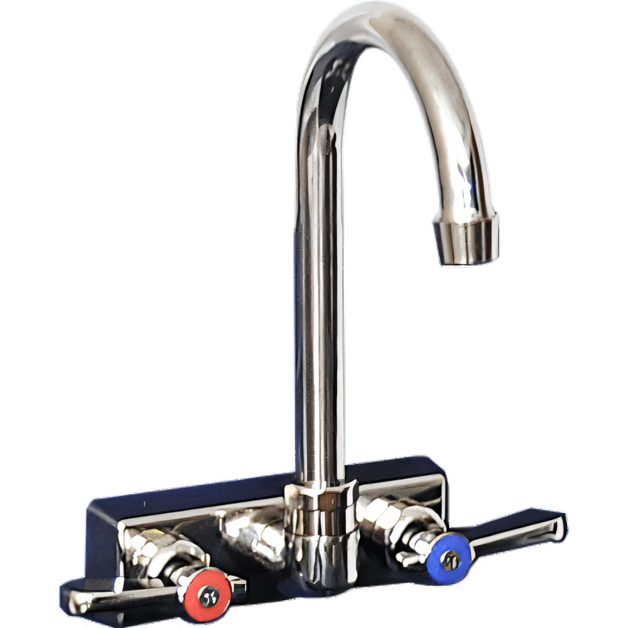 Product image #1 for BK Resources Evolution Series 4-Inch Centers Splash Mount Stainless Steel Gooseneck Faucet