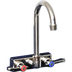 Thumbnail image #1 for BK Resources Evolution Series 4-Inch Centers Splash Mount Stainless Steel Gooseneck Faucet