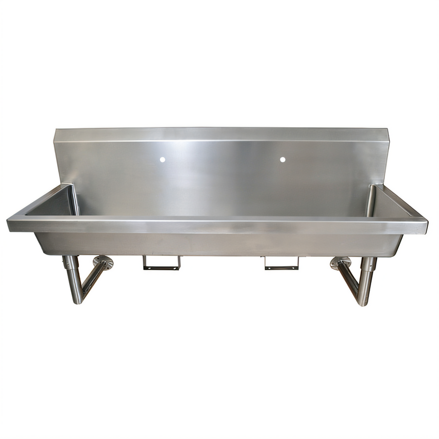 Product image #1 for BK Resources Two Station Wall Mounted 304 Stainless Steel Hand Wash Sink, 60 Inch Wide