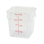 Thumbnail image #1 for Winco PCSC-8C Clear Square Polycarbonate Food Storage Container, 8 Qt, Stackable, Built-In Handles, Container Only Case of 24