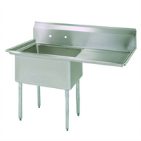 BK Resources Economy 1-Compartment Stainless Steel Sink with Right Drainboard, 38-1/2 Inch Wide