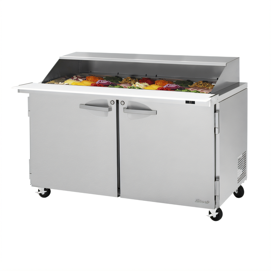 Product image #1 for Turbo Air PRO Series 60-Inch Mega Top Sandwich/Salad Prep Table with Slide Lid, 2-Section, 24-Pan, Rear-Mounted Self-Contained Refrigeration