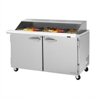 Turbo Air PRO Series 60-Inch Mega Top Sandwich/Salad Prep Table with Slide Lid, 2-Section, 24-Pan, Rear-Mounted Self-Contained Refrigeration