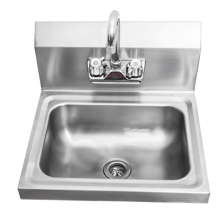 Product image #1 for Wall-Mounted Open-Sided Stainless Steel Hand Sink with 9 x 9 x 4-1/2 Inch Bowl and Faucet
