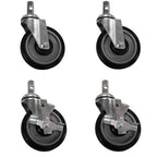Thumbnail image #1 for BevLes Company TC5-5B 5-Inch Polypropylene Swivel Stem Caster Set, Plastic Expanding Stem, 2 With Brakes/2 Without Case of 4
