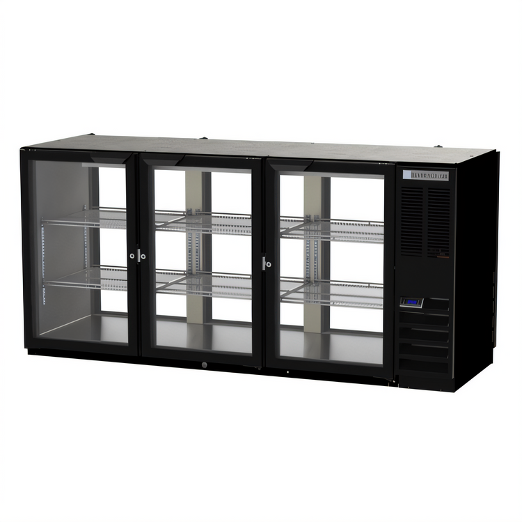 Product image #1 for Beverage-Air 72-Inch Three-Section Food-Rated Pass-Thru Back Bar Refrigerator with 6 Glass Doors