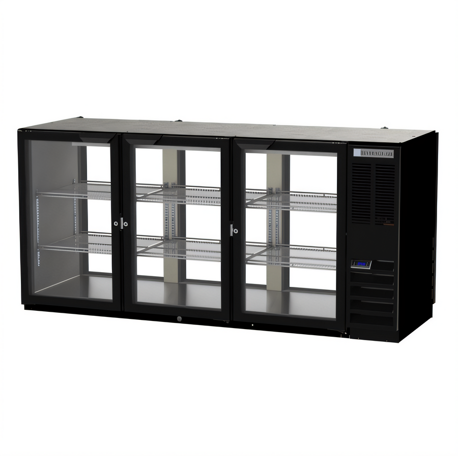 Product image #1 for Beverage-Air 72-Inch Three-Section Food-Rated Pass-Thru Back Bar Refrigerator with 6 Glass Doors
