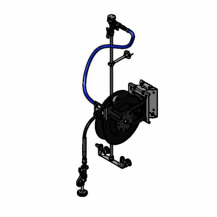 Product image #1 for Equip Open Epoxy-Coated Steel Wall-Mount Hose Reel System with 8-Inch Mixing Faucet, 35-Foot Hose, and High-Flow Spray Valve