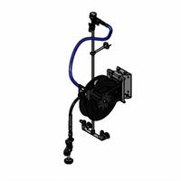 Equip Open Epoxy-Coated Steel Wall-Mount Hose Reel System with 8-Inch Mixing Faucet, 35-Foot Hose, and High-Flow Spray Valve