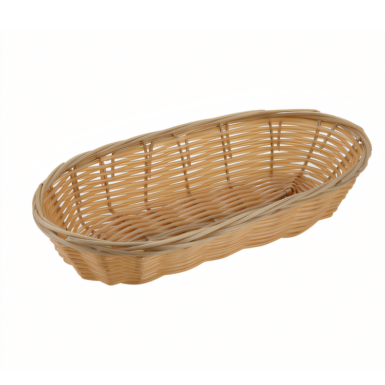 Product image #1 for Winco Tan Long Oval Woven Polypropylene Fast Food Basket, 9 x 4-1/4 x 2 Inches