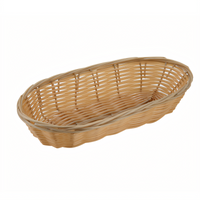 Winco Tan Long Oval Woven Polypropylene Fast Food Basket, 9 x 4-1/4 x 2 Inches