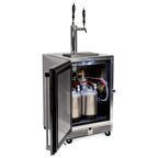 Thumbnail image #1 for Perlick Corporation HC24RS4S-G0-SLFLT Mobile Refrigerated Nitro, Cold Brew Coffee or Wine Dispenser, 2 Faucets, Stainless Steel, 1-2 Kegs