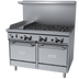 Thumbnail image #1 for Garland GF Starfire Pro 48-Inch Gas Restaurant Range with 6 Open Burners, 12-Inch Thermostatic Griddle, and 2 Space-Saver Ovens
