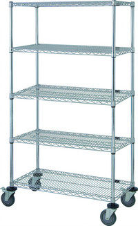 Quantum 48-Inch x 24-Inch x 80-Inch Mobile Wire Shelving Cart with 5 Shelves