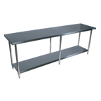 Thumbnail image #1 for BK Resources SVT-9624 96 x 24-Inch 18-Gauge 430 Stainless Steel Work Table with Adjustable Undershelf