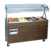 Thumbnail image #1 for Vollrath 2-Series Affordable Portable 4-Well Mobile Electric Hot Food Station with Buffet Breath Guard and Lights, Cherry Woodgrain Open-Storage Base