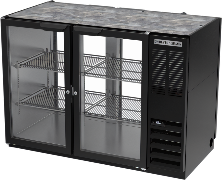 Product image #1 for Beverage-Air 48-Inch Two-Section Open Food-Rated Pass-Thru Back Bar Refrigerator with 4 Glass Doors