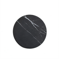 14-Inch Round Melamine Serving Board with Black Marble Pattern