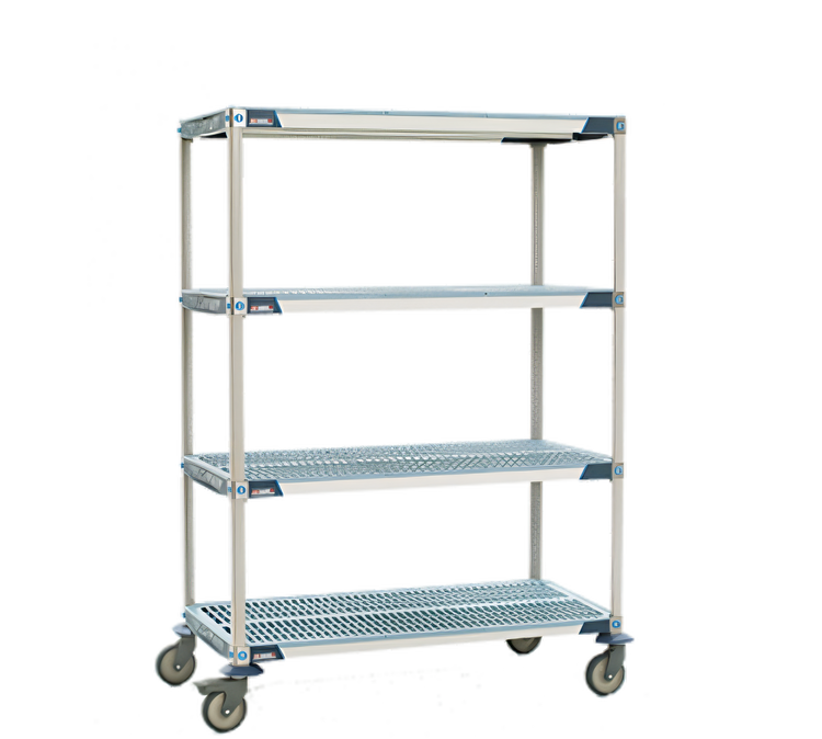 Product image #1 for MetroMax i 48"W x 18"D x 69"H Mobile Polymer Shelving Unit with 4 Open-Grid Shelves