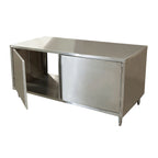 Thumbnail image #1 for BK Resources CST-3672H2 Dual-Access Stainless Steel Chef Table with Cabinet Base, 14-Gauge 304 Top, 72 x 36 x 34-3/4 Inches