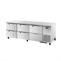 True SPEC Series 93-Inch 3-Section Deep Undercounter Refrigerator with 6 Drawers