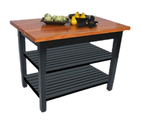 John Boos Rouge et Noir Le Classique 48 x 36 Inch Island Work Table with Wood Top and 2 Slatted Undershelves