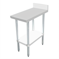 Equipment Filler Table with 4-Inch Backsplash, 15 x 30 Inches, 304 Stainless Steel, Open Base with Undershelf
