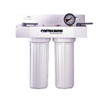 Thumbnail image #1 for Everpure EV910012 Low-Profile Dual Water Filter Housing Assembly, 4.0 GPM, 1/2-Inch Inlet/Outlet, Pressure Gauge and Relief Button