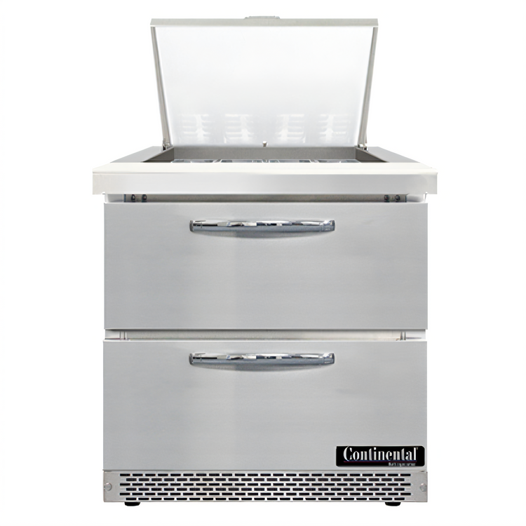 Product image #1 for Continental Refrigerator Mighty Top SW32N12M-FB-D 32" One-Section Front Breathing Sandwich Unit with Drawers